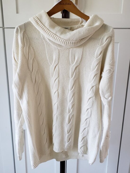 Calvin Klein Sweaters - Calvin Klein Sweater Womens M White Fisherman Knit Pullover